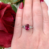 Platinum 1.92ct Pink Genuine Natural Tourmaline and Diamond Ring (#J7217)