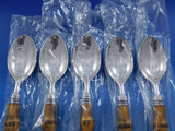 Tahiti by Buccellati Sterling Silver Dessert Spoon Set of 5 Bamboo 7 3/8" New