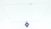 14k White Gold Genuine Natural Opal and Lapis Intarsia Pendant (#J4208)