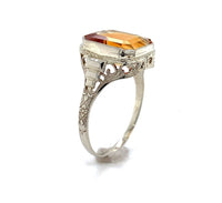 14k White Gold 4.97 Carat Genuine Natural Citrine Filigree Ring Size 9 (#J6367)