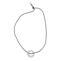 Christofle Sterling Idole de Christofle Pendant Necklace on Black Cord (#J6195)