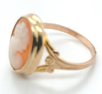 10k Yellow Gold Genuine Natural Shell Cameo Ring Size 5.25 Jewelry (#J7273)