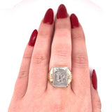 10k Yellow Gold and Silver Warrior Intaglio Men's Ring Size 8 Jewelry (#J5705)