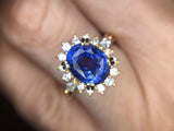18k Gold 4.34cts Genuine Natural Ceylon Sapphire and Diamond Ring (#J3398)
