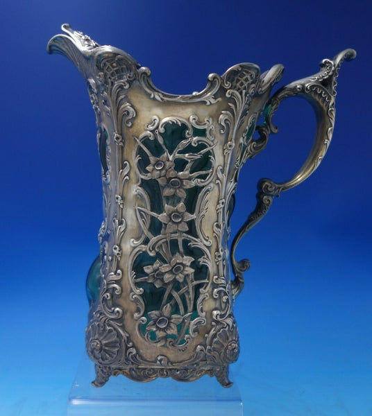 Imperial Queen by Whiting Glass Water Pitcher w/ Sterling Silver Overlay (#5668)