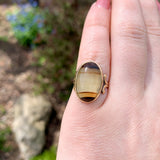 10k Yellow Gold Banded Genuine Natural Agate Ring Size 5 Jewelry (#J7271)