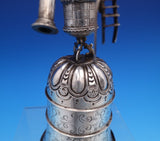 Dutch Sterling Silver Bell 3-D Clock Tower w/ Steps 3 Men Shield 8 3/4" (#7580)