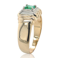 14k Yellow Gold Men's Ring with .46ct Genuine Natural Emerald Size 10.5 (#J6809)