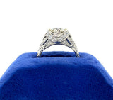 Art Deco Platinum 1.31ct Diamond Ring w/Lab-Created Sapphires GIA Report #J5928