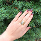 10k Yellow and White Gold Men's Ring with Crest Hand Engraved Size 9.75 (#J6353)
