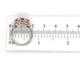Vintage 14k White Gold  .72ct Genuine Natural Ruby and Diamond Band Ring #J7198