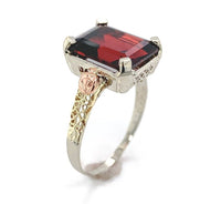14k White Gold 5.48 Carat Genuine Natural Garnet Ring with Rose Gold (#J6555)