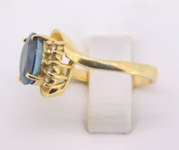 14K Gold Large 2.24ct Genuine Natural Sapphire and Diamond Ring (#J541)