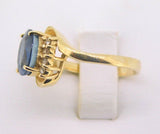 14K Gold Large 2.24ct Genuine Natural Sapphire and Diamond Ring (#J541)
