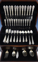 Rose Point by Wallace Sterling Silver Dinner Size Flatware Set Service 77 Pieces