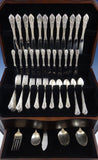 Rose Point by Wallace Sterling Silver Dinner Size Flatware Set Service 77 Pieces