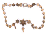 Genuine Natural Bohemian Garnet Necklace with Large Rosette Star Drop (#J4853)