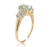 14k Yellow Gold 1.31 Carat Genuine Natural Aquamarine and Diamond Ring (#J6930)