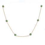 14k Yellow Gold Chain 16.5" with Twelve Jade Beads Jewelry (#J6224)