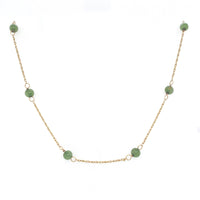 14k Yellow Gold Chain 16.5" with Twelve Jade Beads Jewelry (#J6224)