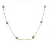 14k Yellow Gold Chain 16.5" with Twelve Jade Beads Jewelry (#J6224)