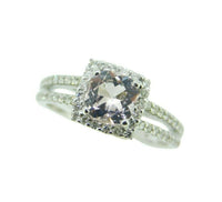 14k White Gold Pink 1 Carat Genuine Natural Morganite and Diamond Ring (#J4579)