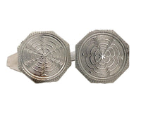 Pair of 10k White Gold Men's Octagonal Cufflinks with Yellow Gold Links (#J6863)