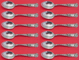 Bridal Rose by Alvin Sterling Silver Demitasse Spoon Set of 12 pcs 4 1/8"