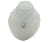 10k White Gold Filigree Genuine Natural Rock Crystal Diamond Pendant (#J4959)