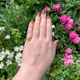 18k White Gold Art Deco Genuine Natural Diamond RIng Hand Engraved 5 (#J7290)
