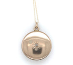 10k Yellow Gold Round Locket with Genuine Natural Diamond in Starburst (#J6433)