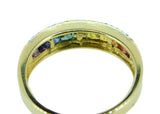 14k Yellow Gold Genuine Natural Rainbow Sapphire and Diamond Ring Band (#J4630)