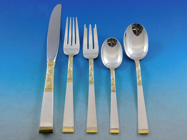 Golden Scroll by Gorham Sterling Silver Flatware Set for 12 Service 66 pieces