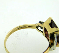 10k Yellow Gold Radiant Cut Genuine Natural Garnet and Diamond Ring (#J5038)