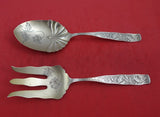Orchids by Towle Sterling Silver Salad Serving Set 2pc BC Orchids in Bowl 9"