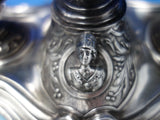 Coin Silver Double Inkwell with Bust of Women & Acanthus Leaves c. 1840 (#6177)