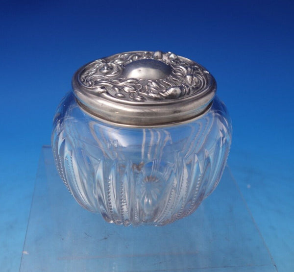 Art Nouveau Sterling Silver and Cut Crystal Dresser Jar Circa 1900 (#7247)