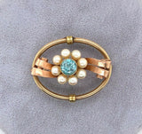 10k Retro Blue Zircon Pin Rose and Yellow Gold (#J5473)