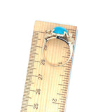 Vintage 14k Yellow Gold Genuine Natural Turquoise Ring with Birds 8.25 (#J5225)