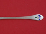 Korean Sterling Silver Dessert Spoon with Blue and White Flowers 5 3/4" Heirloom