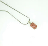 Sterling Genuine Natural Rhodochrosite Pendant 10x7.3mm Rectangular (#J5029)