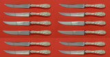 Rose by Stieff Sterling Silver Steak Knife Custom Set 12 pcs Serrated 8 1/8"