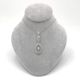 10k Gold Filigree Genuine Natural Rock Crystal Diamond Pendant w/Chain (#J6501)