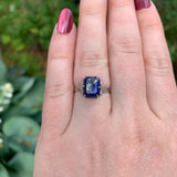 10k White Gold Genuine Natural Lapis Filigree Ring Size 7 Jewelry (#J7368)