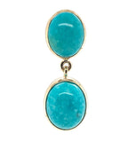 14k Gold Genuine Natural Kingman Turquoise Stud Dangle Earrings 7.39cttw #J6703