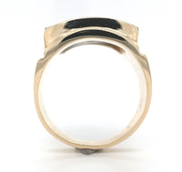 14k Yellow Gold Men's Genuine Natural Black Onyx Ring with Eagle Size 14 #J6533