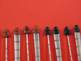 Lee Yee Hing Chinese Export .900 Silver Fruit Set 24pc Hong Kong Carved Buddah