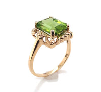 10k Yellow Gold 3.73 Carat Genuine Natural Peridot Ring Size 6.75 (#J6384)