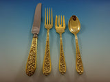 Corsage by Stieff Sterling Silver Flatware Service 12 Set Vermeil Gold 48 Pieces