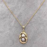14k Yellow Gold Cultured Pearl Pendant with Chain Contemporary Jewelry (#J6225)